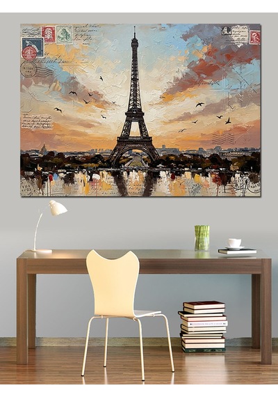 Ahşap Tablo Paris Eyfel Kulesi Yağlı Boya Çocuk Odası Tabloları