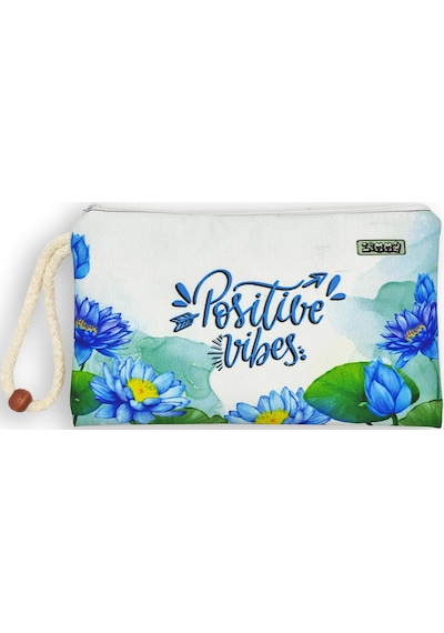 Positive Lotus Çiçeği Kalem Kutusu Yıkanabilir Bez Kalemlik