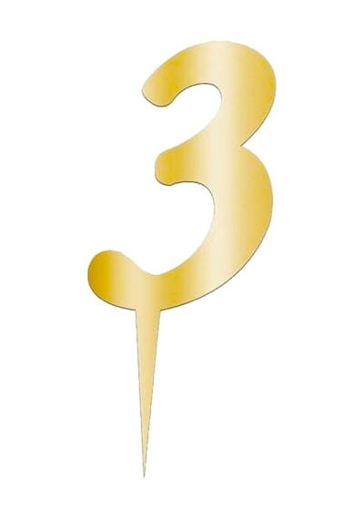 Pleksi Rakam Pasta Süsü. 12.5cm x 5cm - 1 Adet Altın 0