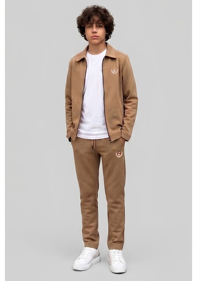 Modanino Erkek Çocuk 3'lü Takım Ceket+t-shirt+alt 6-16 Yaş 12770smp Açık Kahverengi