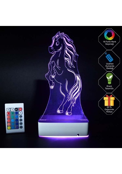 Özel Tasarım Şahlanan At 3D Led Lamba (458694001)