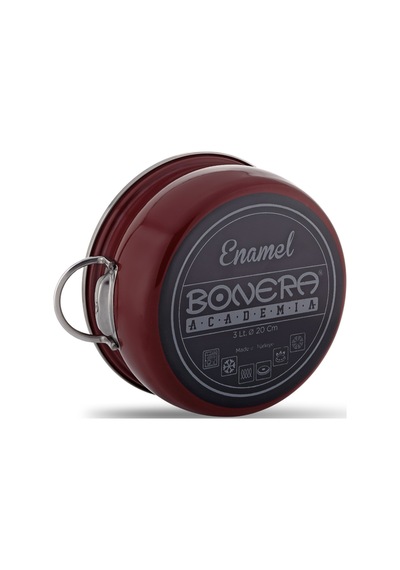 Bonera Emaye Vintage Güveç 6 Parça Tencere Seti 16-20-22 Cm Vişne Rengi Bordo