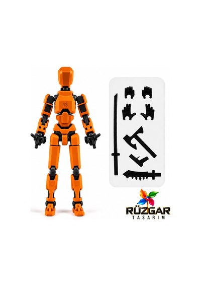 Dummy Figür Eklemli Pozlanabilir Model Titan 113 Dummy 1.0 Turuncu
