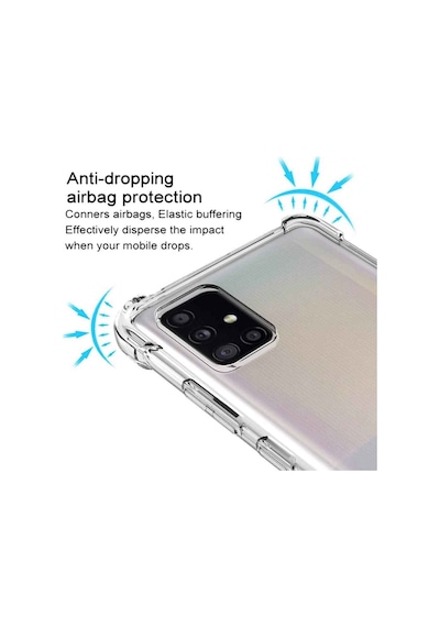 Samsung Galaxy Uyumlu A51 Shock Absorbing Darbe Emicili Şeffaf Silikon Kılıf