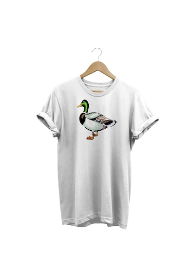 Ördek Baskılı Beyaz T-shirt Beyaz