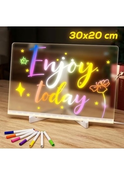 Shopexxtra Led Işıklı Şeffaf Çizim Tableti Ve Yazı Tahtası - 30x20 Cm, Ayarlanabilir Standlı Akrilik Not Panosu, Genel