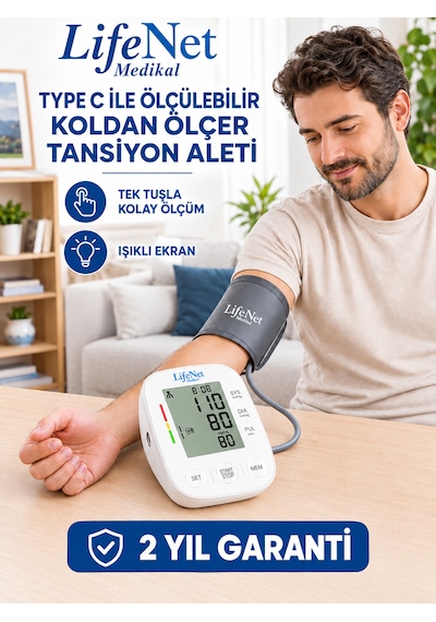 Dijital Üst Koldan Ölçer Tam Otomatik Tansiyon Aleti Usb Girişli Fc-bp101