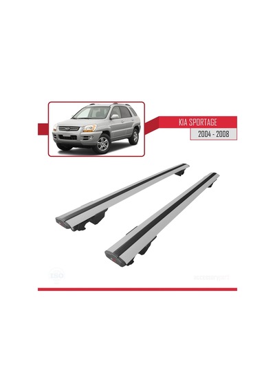 Kia Sportage 2004-2008 Arası İle Uyumlu Hook Model Anahtar Kilitli Ara Atkı Tavan Barı Gri