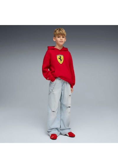 Puma Scuderıa Ferrarı Color Shıeld Genç Kapüşonlu Sweatshırt 634259 02 Kırmızı