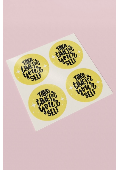 Take Time For Yourself Yuvarlak Sticker Etiket 3x3cm St2406 Çok Renkli