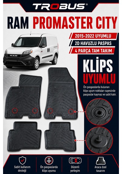 Trobus Ram Promaster City Wagon 2015-2022 2d Havuzlu Paspas