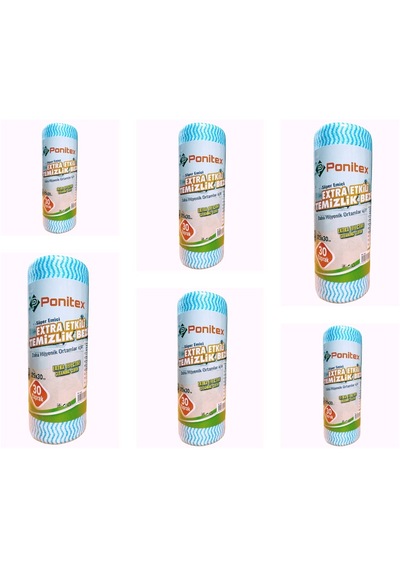 Ponitex 4430 Süper Emici Perforeli Pratik Hassas Temizlik Bezi 6'lı 25 x 30 CM