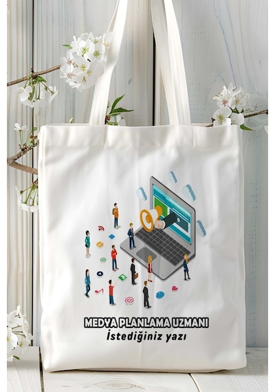 Art Hediye Medya Planlama Baskılı Bez Omuz Çantası Kişiye Özel Model 1 Çok Renkli