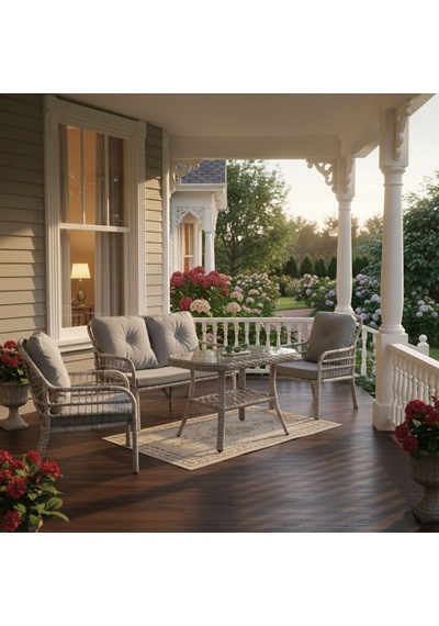 Capri Swing Pisa İkili Rattan Bahçe Balkon Oturma Grubu Beyaz 752