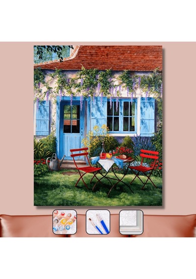 Sakin Bahçe Sayılarla Boyama Seti - 40x50cm, Çerçeveli
