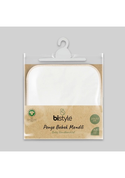 Bistyle Organik 20x20 10'lu Penye Mendil 90102 Ekru Ekru
