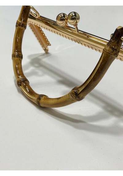 Karantuhafiye Çanta Ve Cüzdan Klipsi Bambu Saplı Kare Model 20 Cm Gold Gold Çok Renkli