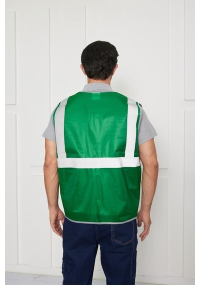 Orange Safety Mühendis Tipi İkaz Yeleği Koyu Yeşil