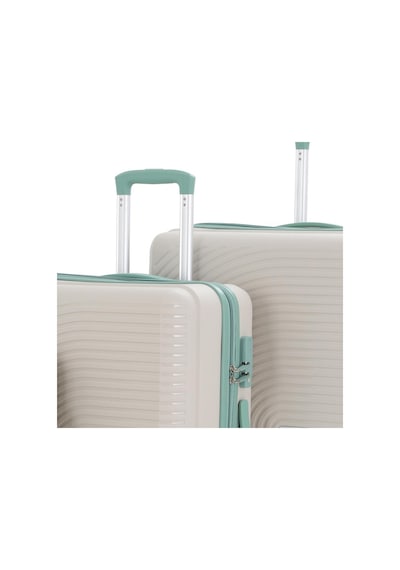 Mçs Bavul Büyük Ve Orta 2li Set Kırılmaz Silikon Valiz V374 Kemik/suyeşili Kemik