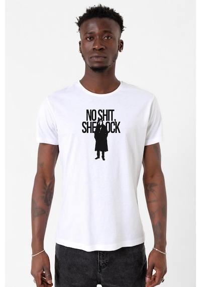 Sherlock No Shit Sherlock Beyaz Erkek Bisikletyaka Tshirt Çok Renkli