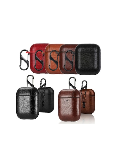 Ally Leather Case Apple Uyumlu AirPods 1-2 Pu Deri Koruma Kilifi 300646472 - Renk / Kirmizi