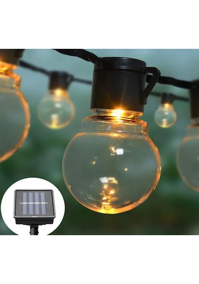Güneş Enerjili Led Ampul Görünümlü Bahçe Işık Zinciri-dekoratif Dış Mekan Aydınlatma,suya Dayanıklı Adet - 1 Adet