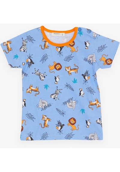 Breeze Girls & Boys Erkek Bebek Pijama Takımı Hayvanlar Alemi Temalı 9 Ay-3 Yaş, Mavi-mavi Mavi