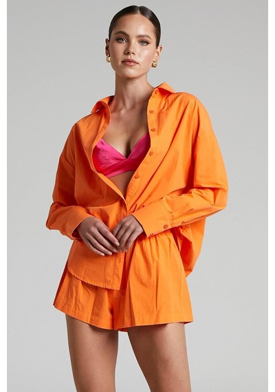 Seeh Turuncu Oversize Basic Kadın Gömlek Sh268