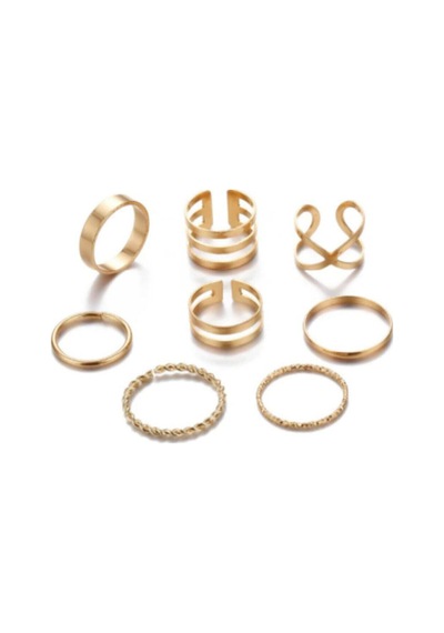 Girift Vintage Charm 8 Adet Gold Detaylı Çoklu Eklem Ve Yüzük Seti Altın