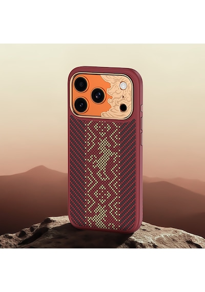İphone 17 Pro Kılıf M-safe Uyumlu Karbon Fiber Benks Knight Armorpro Kevlar Kapak Kırmızı