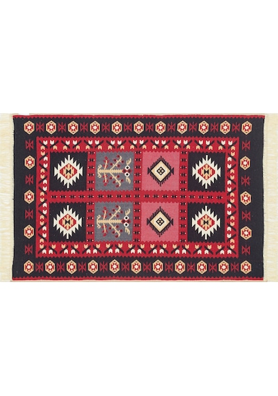 Red Yıkanabilir Çift Taraflı Modern Desenli Dokuma Kilim