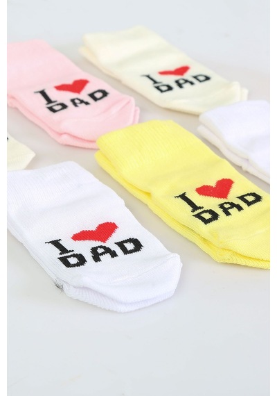 Baby Shez Pamuklu 6'lı Yenidoğan Erkek Bebek Çorap Dad Erkek Pembe