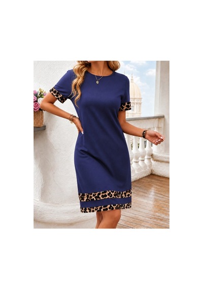 Butik İstanbul Kadın Kısa Kollu Bisiklet Yaka Leopar Şerit Detaylı Kısa Modal Elbise Saks Mavi Butik İstanbul Kadın Kısa Kollu Bisiklet Yaka Leopar Şerit Detaylı Kısa Modal Elbise Saks Mavi