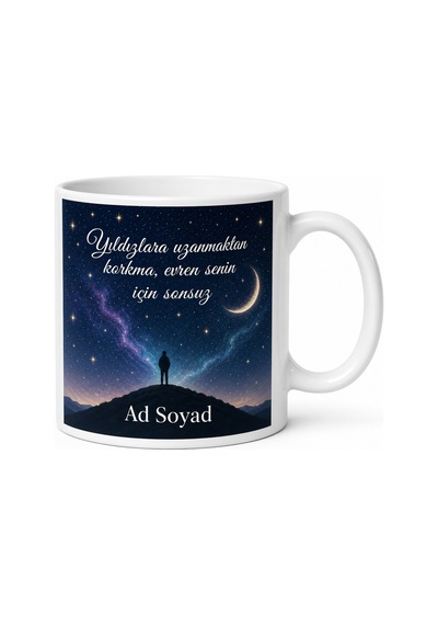 Dünya Uzay Günü Bilinmeyen Sınırların Ötesini Düşleyenlere Kupa Bardak Hediye Beyaz / Çok Renkli