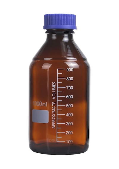 Borox Amber Cam Şişe 1 L Vida Kapaklı Boş Numune Şişesi