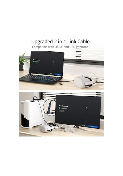 16ft Vr Link Kablosu Meta Quest 3/3s/2/pro Ve Pico 4 Uyumlu Usb 3.0 Pc Steamvr Siyah