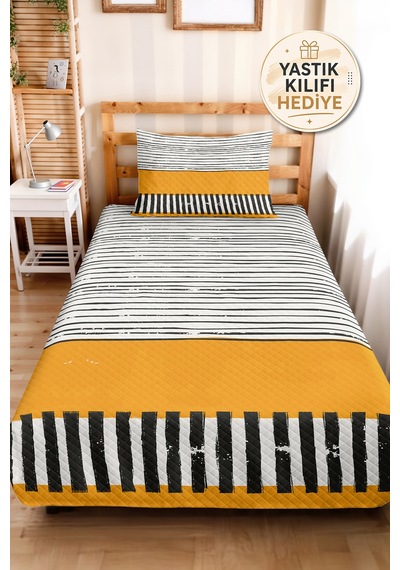 Sarı Çizgili Geometrik Genç Odası Tek Kişilik Pike Takımı - Siyah 160x220 Cm Kapitone Yatak Örtüsü Keten Akşam Yumuşaklığı Sarı Çizgili Geometrik Genç Odası Tek Kişilik Pike Takımı - Siyah 160x220 Cm Kapitone Yatak Örtüsü Keten Akşam Yumuşaklığı