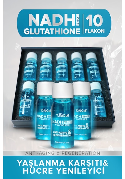 Lifecell Nadh Shot + Glutathione  Takviye Edici Gıda 10 Flakon