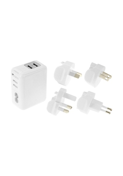 Haweel Universal Seyahat Şarj Adaptör Apple Uyumlu iPhone Ve 1 Mikro Usb Şarj (120374573)-Beyaz