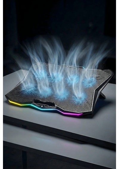 Rc16 Octal 8 Fanlı Rgb Işıklı 14 - 17.3 İnç 10 Rgb Modlu Notebook Soğutucu Stand Laptop Soğutucu