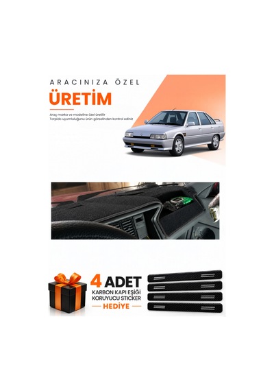 Renault 21 Concorde 1990-1996 Uyumlu Torpido Koruma Örtüsü Oto Kılıfı - Siyah