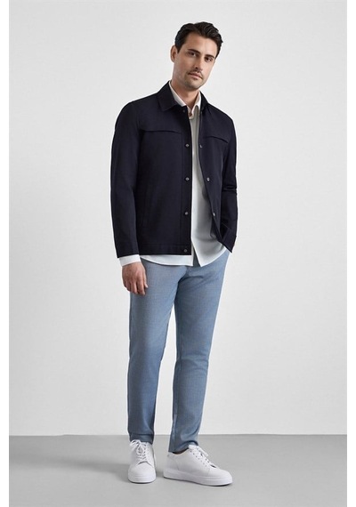 Süvari Lacivert Slim Bebe Yaka Düz Yan Cepli Çıtçıtlı Dolgusuz Standart Mont Mn2008700555-m09