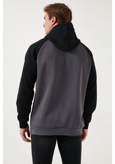 Buratti Pamuklu Regular Fit Renk Bloklu Kapüşonlu Erkek Sweat 5905771 Siyah