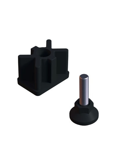 Cateksss 40x60 Mm Plastik Rotil Ayak - Profil Ayağı Tezgah Ayarlı Ayak Siyah - 44 Lü Paket