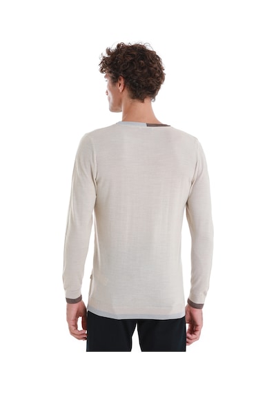 Hatemoğlu Bej Regular Fit Düz Bisiklet Yaka Yünlü Triko Kazak 34122023a001 006 Bej