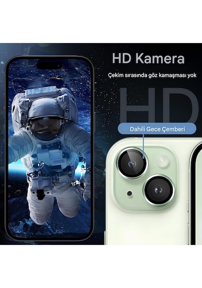 İphone 15 / 15 Plus Uyumlu Safir Lens Çizilmez Dayanıklı Kamera Koruyucu