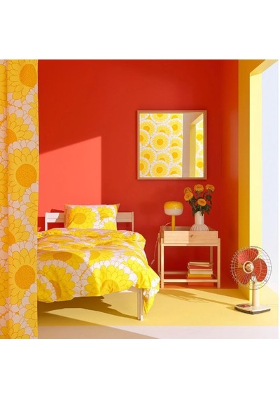Ikea Kransmalva Tek Kişilik Nevresim Takımı 150 X 200 Cm Beyaz - Sarı