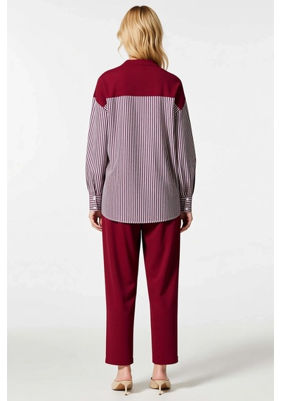 Benerly Kadın Alt Üst Oversize Rahat Kesim Örme Sweatshirt Ve Geniş Paça bordo Benerly Kadın Alt Üst Oversize Rahat Kesim Örme Sweatshirt Ve Geniş Paça bordo