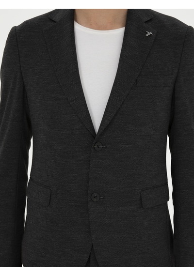 Cacharel Siyah Slim Fit Yün Karışımlı Ceket