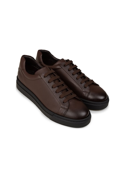 Deery Erkek Kahverengi Hakiki Deri Sneaker Ayakkabı - 02018mkhvc02 Kahverengi
